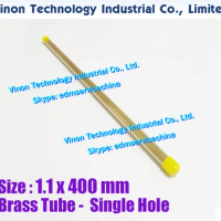 (100PCS/LOT)1.1x400MM EDM Brass Tube Single Hole, Brass EDM Tubing Electrode Tube Single Channel, Diameter 1.1mm, 400mm Long