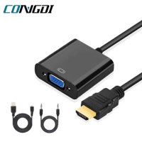 HDMI-compatible to VGA Adapter Cable HD 1080P HDMI-compatible Male To VGA Female Converter for PS4 Game Console Laptop Projector