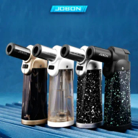 JOBON New Butane Gas Lighter Elbow Straight Into Powerful Blue Flame Lighter Transparent Compartment Portable Tool