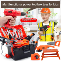 55Pcs Toolbox Set Toys with Electric Screwdriver Kids Pretend Toys Electric Drill Hammer Toys for Ki