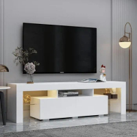 TS003 Table for Tv Unit Furniture Living Room White LED TV Stand Garden Furniture Sets Gloss Media Console Cabinet Bedroom Shelf
