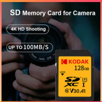 KODAK SD Card V30 C10 100MB/s Flash Cards 32GB 64GB 128GB 256GB 512GB SDXC SDHC Class 10 Memory Card For DSLR Digital Camera