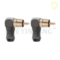 QUEYINFANG RCA Male Connector RCA Right Angle HIFI Terminals High Quality Gold Plated Supporting up to 6.2mm Cable RCA Connector