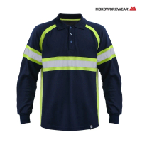 MokoWorkwear - Polo Safety Polo Shirt Lime Navy Pria Kaos Polo Krah