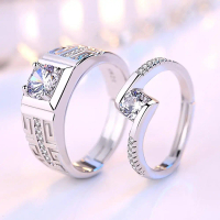 (COD) CINCIN COUPLE【Produk Viral】Cincin Pasangan Perak Berlapis Berlian Imitasi, untuk berpasangan W