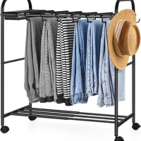 Rolling Pants Trolley Pants Hangers Pants Rack with 20 Hangers Expandable Closet