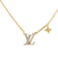 【Louis Vuitton 路易威登】LV M00596 LV Iconic 經典水鑽字母LOGO花紋鎖骨鍊項鍊(現貨)