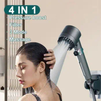 High Pressure Handheld Bath Brush 3 Mode Showerhead 4 In 1 Massage Shower Head Nozzle High Pressure with Filter