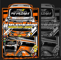 Stiker Bus Mania Bus Artis Oren Balap Bolone Sam Arjuna Miyazaki Cutting Laser Sticker