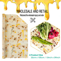 Beeswax Food Wrap 13*39 Inches Reusable Eco-friendly Food Cover Sustainable Seal Tree Resin Plant Oils Storage Snack Wraps