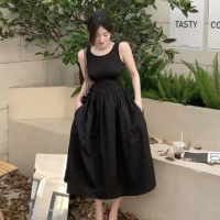 ELIA black midi dress woman premium / korean summer dress / beachwear bali / dress pantai wanita / c
