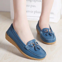 Women Flats Ballet Shoes Summer Genuine Leather Loafers Breathable Moccasins Women Boat Shoes Ballerina Ladies Casual Shoes