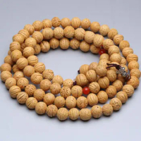 Peach Pit Buddha Beads Rosary Peach Pit Beads Bracelet 12mm 108Long Beads Polishing Bodhi Seed Read