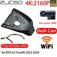 ZJCGO 4K DVR Dash Cam Wifi Front Rear Camera 24h Monitor for BYD e2 Facelift 2023 2024