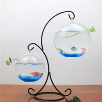 Free Shipping Creative Metal Stand Glass Terrarium Aquarium Home Decoration Transparent DIY Vase Friend Gift