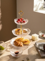 半房多層零食果盤玻璃下午茶點心甜品臺展示架輕奢家用客廳蛋糕盤