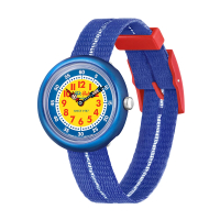 【Flik Flak】兒童手錶 復古 藍 RETRO BLUE 兒童錶 編織錶帶 瑞士錶 錶(31.85mm)