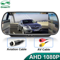 HD AHD 7 inch Vehicle Mirror Monitor with 170° 1080P Rear View AHD Camera High Definition Car IPS Full Mirror Display
