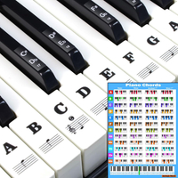 Piano Keyboard Stickers with Piano Chord Chartfor 88/61/54/49 KeyNote Letters Labels for Beginners a