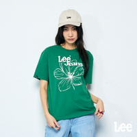 Lee 女款 寬鬆版 Lee Jeans文字 花朵印花 袖口織標 短袖T恤 | Modern