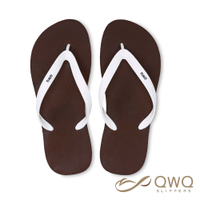 【QWQ】男款防滑防水夾腳拖鞋 室外人字拖雨鞋 跳色系列 可可棕 白鞋帶(ABAA11207)