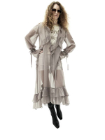 Chiffon Maxi Dress Frill Taupe F