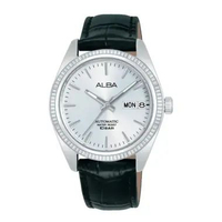 Jam Tangan Wanita Alba AL4815X1 Ladies Automatic Silver Dial Black Leather Strap