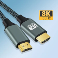 8K HDMI-Compatible Cable 4K@120Hz 8K@60Hz version 2.1 Cable 48Gbps Adapter For HDR Video Cable PC Laptop TV box PS5