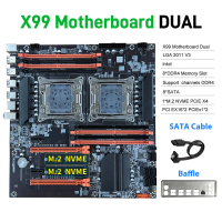 Papan Induk X99 Dual CPU LGA 2011-3 Dual Socket Desktop Mainboard Menyokong USB3.0 SATA3 8 DIMM DDR4