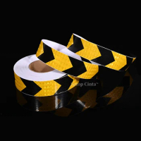 Arrow Yellow Black Reflective Safety Tape 5cm*50m Adhesive Waterproof Conspicuity Warning Sticker Reflector Film For Car Trailer