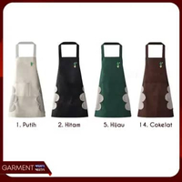 Apron Dapur Celemek Barista Waterproof Dengan Lap Tangan dan Tempat HP Smartphone Bahan Tebal Lucu R