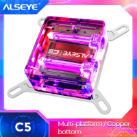 ALSEYE Water Cooler Block LED Copper Base Water Cooling for Intel and AMD LGA 775 115X 1366 2011 AM2+ AM3+ AM4