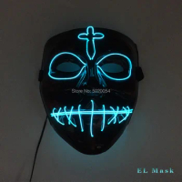 New design Event Supplies EL Wire Glowing Mask Halloween horror mask Full mask For DIY Glowing Bar