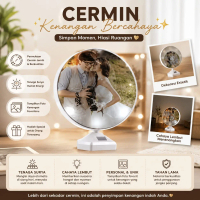 Cermin Photo Frame Dekorasi Mirror Bingkai Led Bulat Jernih dengan Lampu LED untuk Rias Wajah dan Fo
