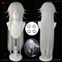 Anime Wigs Cosplay Under Taker Cosplay Wig 110cm Long Gery White Undertaker Cosplay Wig Heat Resistant Synthetic Hair