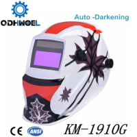 QDHWOEL PP Solar Auto Darkening Welding Helmet KM-1910G Solar Cells And Lithium Battery