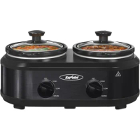 Double Slow Cooker,2 Pot Small Mini Crock Buffet Servers and Warmer,Dual Pot Oval Manual Slow Cooker Cooking Appliance