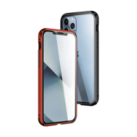 iPhone 13 Pro 6.1吋 金屬透明全包覆磁吸雙面玻璃殼手機保護殼(iPhone13pro保護套 iPhone13pro手機殼)