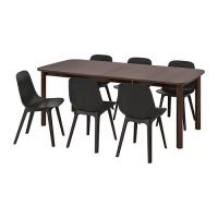 STRANDTORP/ODGER 餐桌附6張餐椅, 棕色/碳黑色, 150/205/260 公分