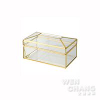 鍍金黃銅崁玻璃面紙盒 Z177-D