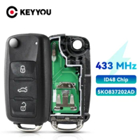 KEYYOU Remote Key 434MHz ID48 Chip 5K0837202AD/202Q For VW Golf Tiguan Polo Passat CC SEAT Skoda Mk6 Octavia Jetta Beetle