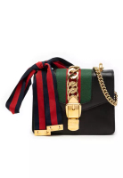 Gucci 二手 Gucci 迷你皮革織帶 Sylvie 鏈條斜背包