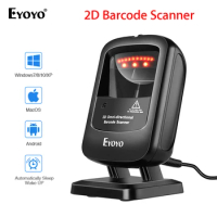 Eyoyo 1D 2D Desktop Barcode Scanner, Omnidirectional Wired Desk Scanner Omnidirectional Automatic Image Screen Bar Code Reader