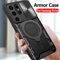 Case For Samsung Galaxy S24 S23 S22 S21 Note 20 Ultra A55 A35 A15 A54 A34 4G 5G Magnetic Rotat Camera Slide Protector Ring Cover