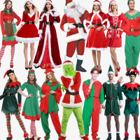 Christmas Costume Santa Claus Green Fur Grinch Performance Outfit for Men and Women