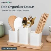 Tempat Sendok Estetik Kayu / Tempat Sendok Garpu Sumpit / Rak Organizer Dapur Tempat Sendok Garpu 3 