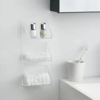White/Transparent Mirror Cabinet Organizer Self Adhesive Plastic Sundries Organizer Wall Mounted Space Saving