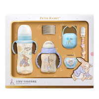【奇哥官方旗艦】比得兔PPSU寬口奶瓶成長禮盒(奶瓶+學習杯+安撫奶嘴+奶嘴收納盒+奶嘴鍊+奶瓶把手+萬用蓋x2)