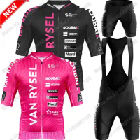 2024 Van Rysel - Roubaix Lille Métropole Cycling Jersey Set Pink Cycling Clothing Men Road Bike Shirt Suit Bicycle Bib Shorts