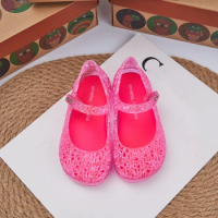 Spring Summer 2023 New Mini Melissas Bird's Nest Children's Jelly Shoes Baby Girls Shiny Jelly Sandals Kids Fragrant Beach Shoes